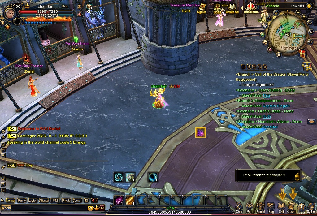 Gameplay de WoiNova à Atlantis